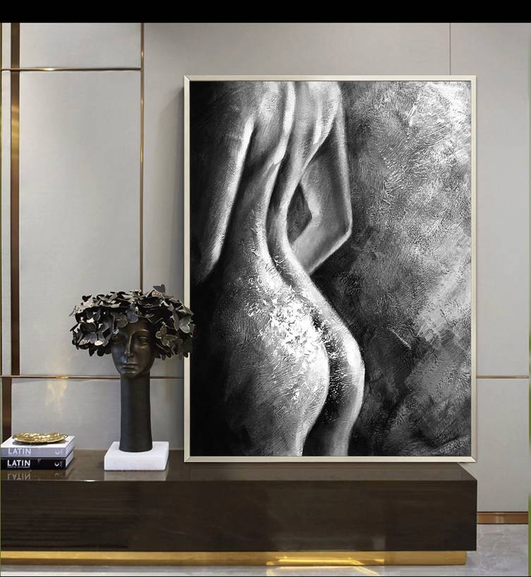 White Dining Contemporary Black Abstract Canvas Wall Art 858GS wall art